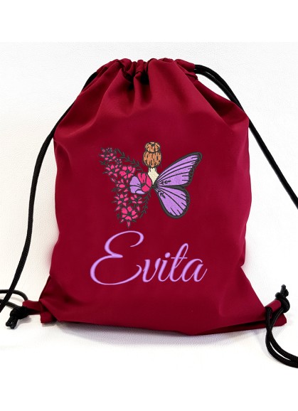 Bērnu mugursoma/maiss ar izšuvumu MEITENE-TAURENIS [D221]