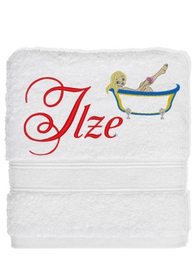 Personalizētais izšuvums uz dvieļa MEITENE VANNĀ [D100]