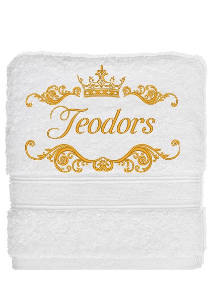 Izšuvums uz dvieļa KRONIS AR RAKSTIEM, monogramma [MON15]