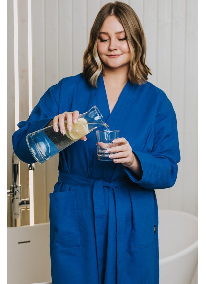   Vafeļauduma halāts EGO blue