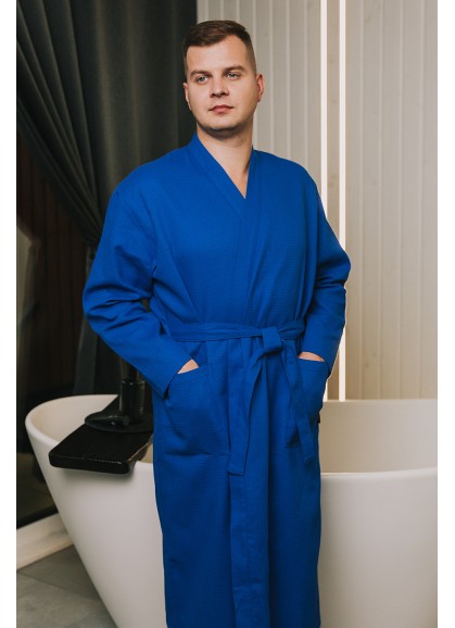   Vafeļauduma halāts EGO blue