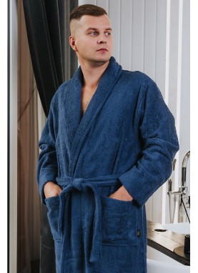 Frotē peldmētelis SOLO navy blue