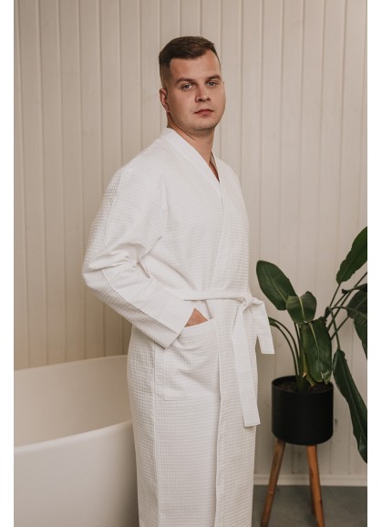  Vafeļauduma halāts UNO white