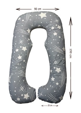Anatomiskās formas spilvens grūtniecēm RELAX grey stars