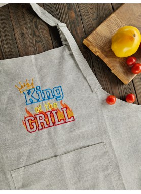 Lina priekšauts ar izšuvumu [KING OF THE GRILL]