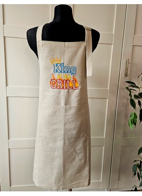 Lina priekšauts ar izšuvumu [KING OF THE GRILL]