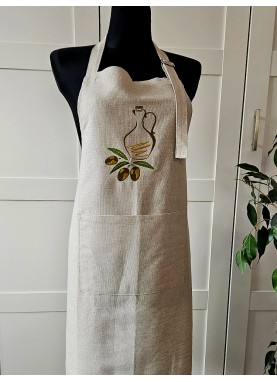Lina priekšauts ar izšuvumu [OLIVE OIL]