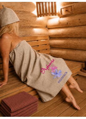 Izšuvums uz pirts svārkiem un saunas dvieļiem | ZIEDI