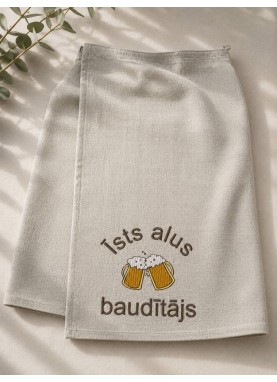 Vīriešu lina pirts svārki / pirts kilts ar izšuvumu| ĪSTS ALUS BAUDĪTĀJS