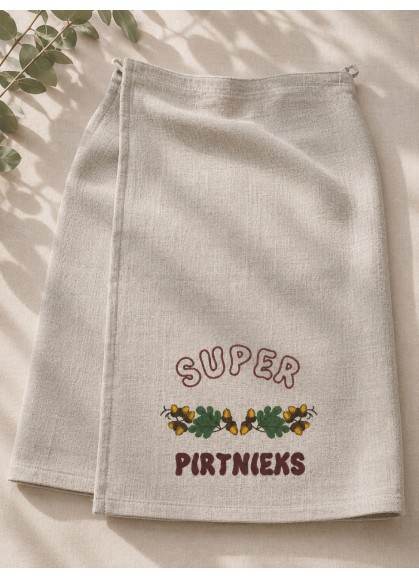 Vīriešu lina pirts svārki / pirts kilts ar izšuvumu | SUPER PIRTNIEKS 