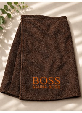 Vīriešu frotē pirts un saunas dvielis ar izšuvumu | SAUNA BOSS