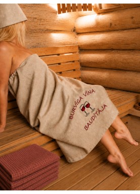 Izšuvums uz pirts svārkiem un saunas dvieļiem | VĪNA GLAZES