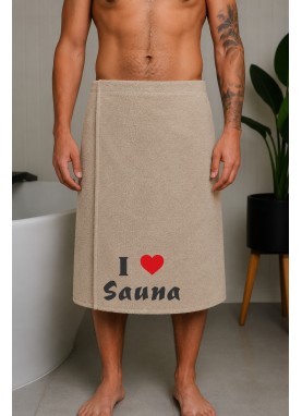 Vīriešu frotē pirts svārki ar izšuvumu | I LOVE SAUNA 