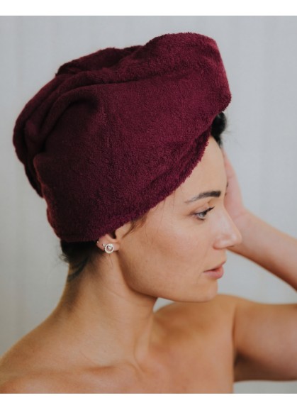Matu žāvēšanas dvielis - turbāns SOLO bordo
