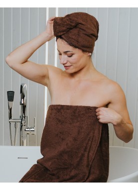 Matu žāvēšanas dvielis - turbāns SOLO chocolate