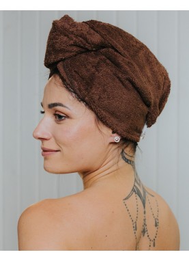 Matu žāvēšanas dvielis - turbāns SOLO chocolate