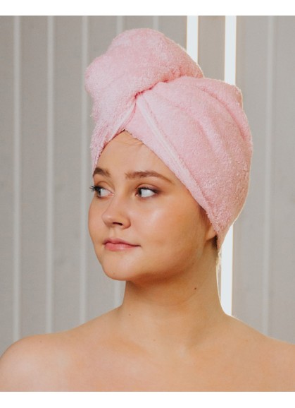 Matu žāvēšanas dvielis - turbāns SOLO pink