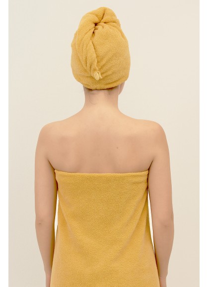 Sieviešu frotē saunas dvielis SOLO yellow