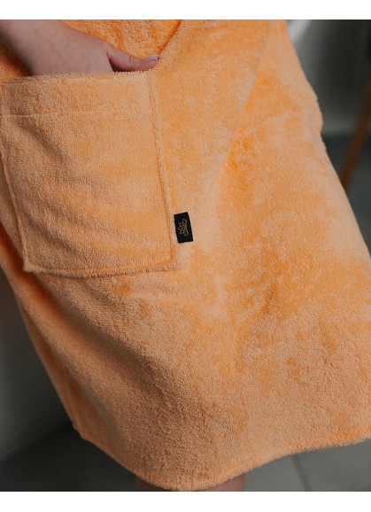 Sieviešu frotē saunas dvielis ar kabatu SOLO coral