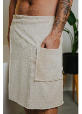 Vīriešu frotē saunas dvielis ar kabatu SOLO almond Vīriešu frotē saunas dvielis ar kabatu SOLO almond