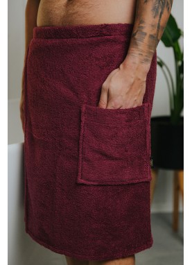 Vīriešu frotē saunas dvielis ar kabatu SOLO bordo Vīriešu frotē saunas dvielis ar kabatu SOLO bordo