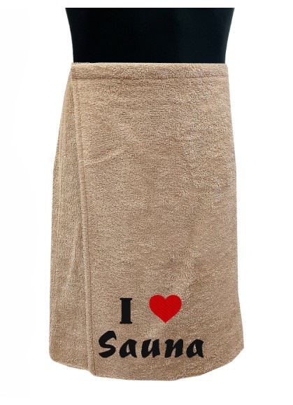 Vīriešu frotē pirts svārki ar izšuvumu [I LOVE SAUNA] 